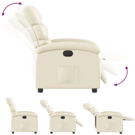 Electric Recliner Chair Cream Faux Leather