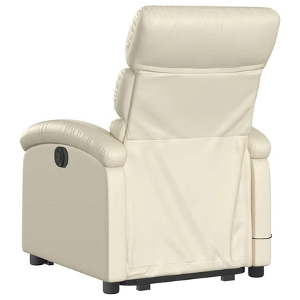 Stand up Massage Recliner Chair Cream Faux Leather