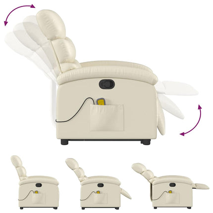 Stand up Massage Recliner Chair Cream Faux Leather