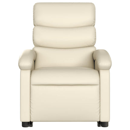 Stand up Massage Recliner Chair Cream Faux Leather
