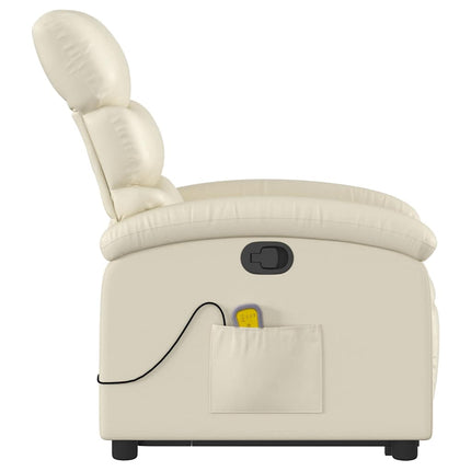 Stand up Massage Recliner Chair Cream Faux Leather