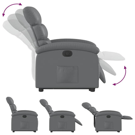 Electric Stand up Recliner Chair Gray Faux Leather