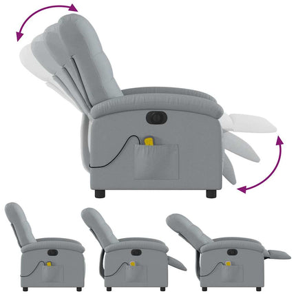 Electric Massage Recliner Chair Light Gray Fabric