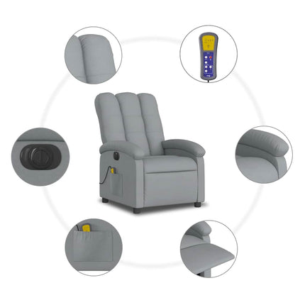 Electric Massage Recliner Chair Light Gray Fabric