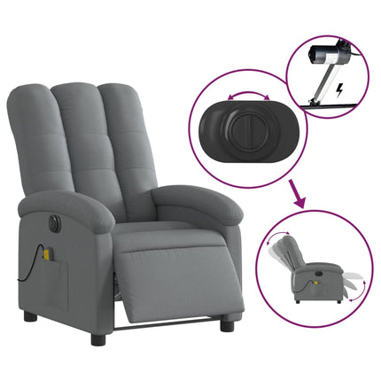 Electric Massage Recliner Chair Dark Gray Fabric