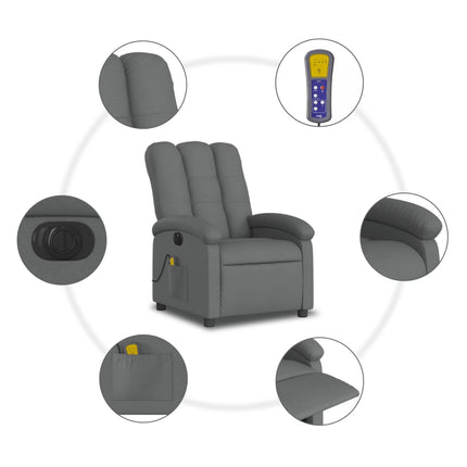 Electric Massage Recliner Chair Dark Gray Fabric