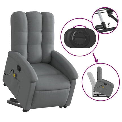 Stand up Massage Recliner Chair Dark Gray Fabric