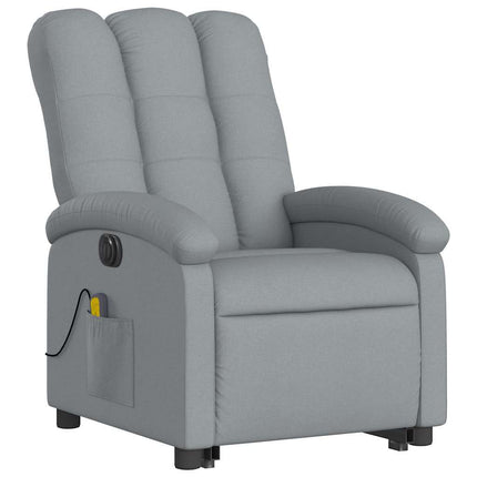 Electric Stand up Massage Recliner Chair Light Gray Fabric