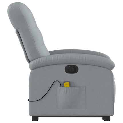 Electric Stand up Massage Recliner Chair Light Gray Fabric