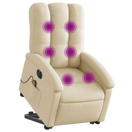 Electric Stand up Massage Recliner Chair Cream Fabric