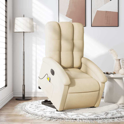 Electric Stand up Massage Recliner Chair Cream Fabric
