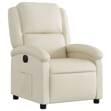 Electric Recliner Chair Cream Faux Leather