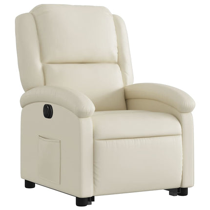 Electric Stand up Recliner Chair Cream Faux Leather