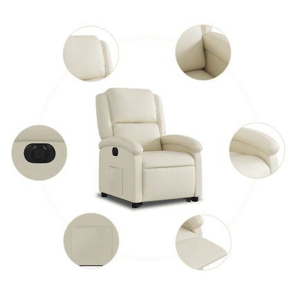Electric Stand up Recliner Chair Cream Faux Leather