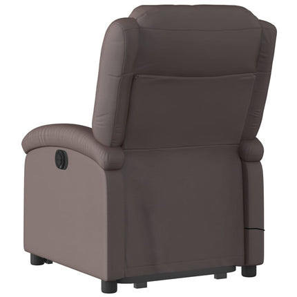 Stand up Massage Recliner Chair Dark Brown Real Leather