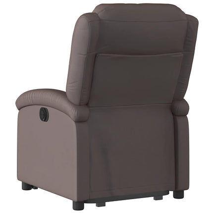 Electric Stand up Recliner Chair Dark Brown Real Leather