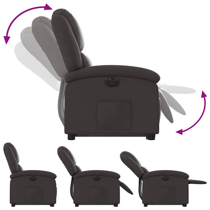 Electric Stand up Recliner Chair Dark Brown Real Leather