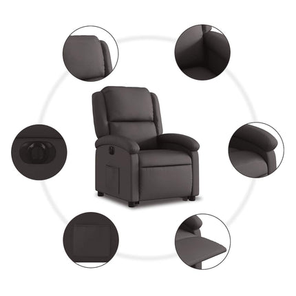 Electric Stand up Recliner Chair Dark Brown Real Leather
