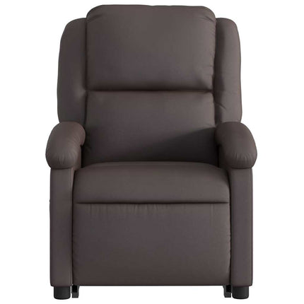 Electric Stand up Recliner Chair Dark Brown Real Leather