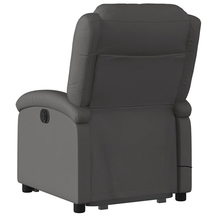 Electric Stand up Massage Recliner Chair Gray Real Leather