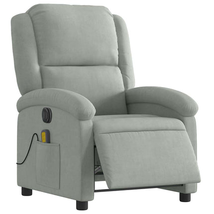 Electric Massage Recliner Chair Light Gray Velvet