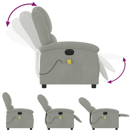 Electric Massage Recliner Chair Light Gray Velvet