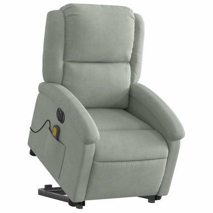 Electric Stand up Massage Recliner Chair Light Gray Velvet