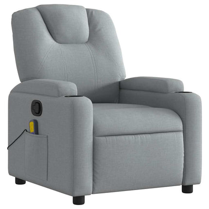 Massage Recliner Chair Light Gray Fabric