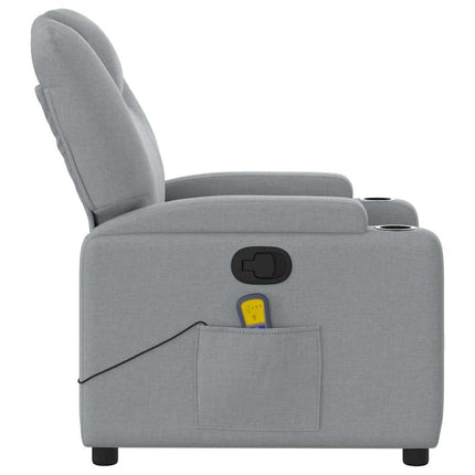 Massage Recliner Chair Light Gray Fabric