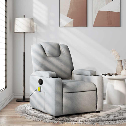 Massage Recliner Chair Light Gray Fabric