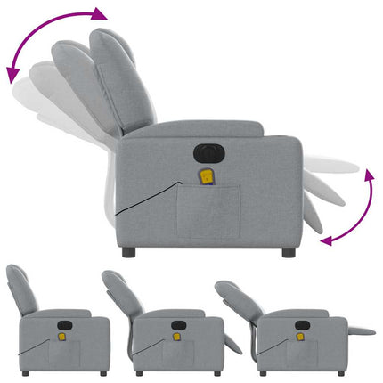 Electric Massage Recliner Chair Light Gray Fabric