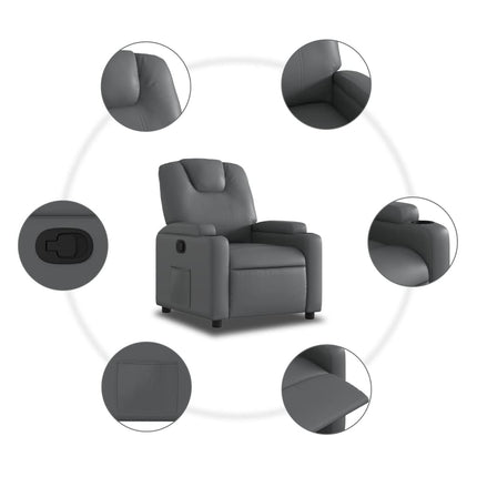 Recliner Chair Grey Faux Leather