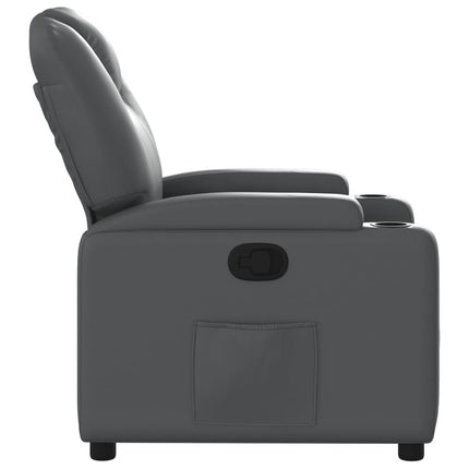 Recliner Chair Grey Faux Leather