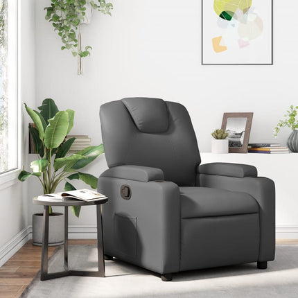 Recliner Chair Grey Faux Leather