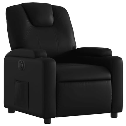 Electric Recliner Chair Black Faux Leather