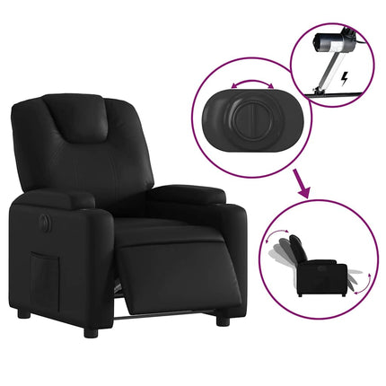 Electric Recliner Chair Black Faux Leather