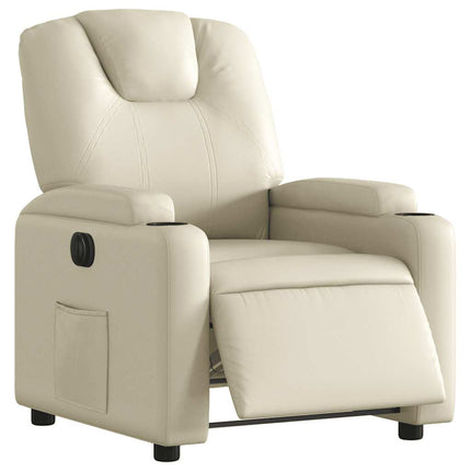 Electric Recliner Chair Cream Faux Leather