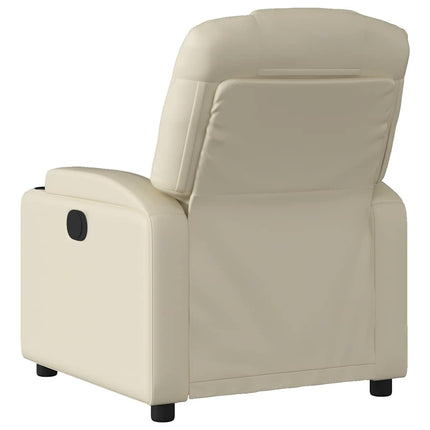 Electric Recliner Chair Cream Faux Leather