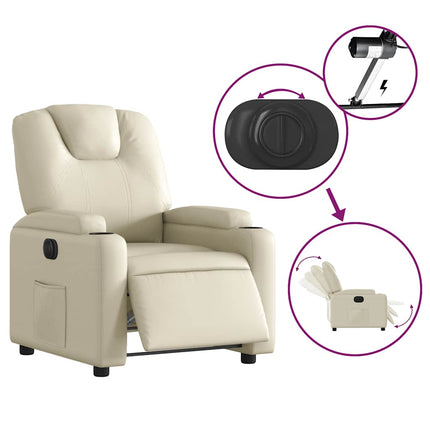 Electric Recliner Chair Cream Faux Leather