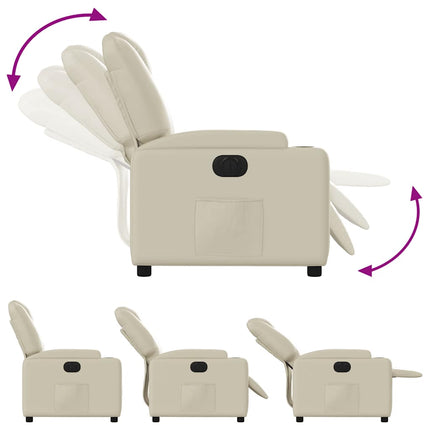 Electric Recliner Chair Cream Faux Leather
