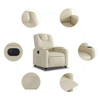 Electric Recliner Chair Cream Faux Leather