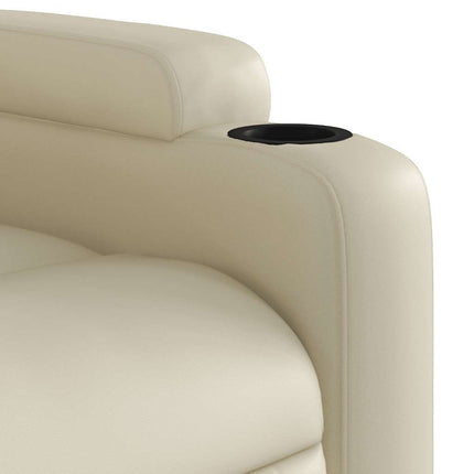 Electric Recliner Chair Cream Faux Leather