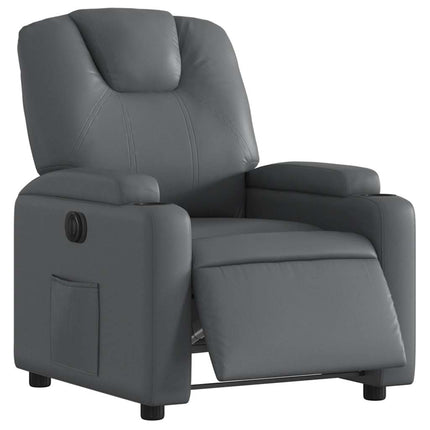 Electric Recliner Chair Gray Faux Leather