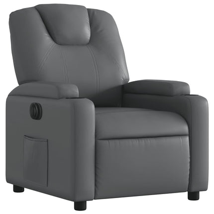 Electric Recliner Chair Gray Faux Leather
