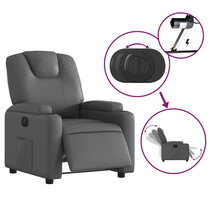 Electric Recliner Chair Gray Faux Leather