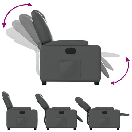 Electric Recliner Chair Gray Faux Leather