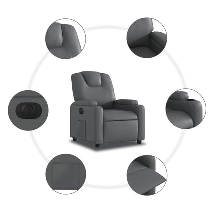 Electric Recliner Chair Gray Faux Leather