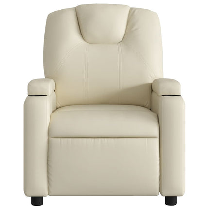 Electric Massage Recliner Chair Cream Faux Leather