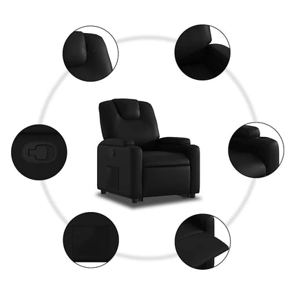 Stand up Recliner Chair Black Faux Leather