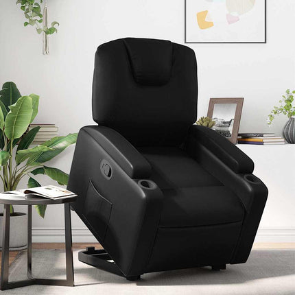 Stand up Recliner Chair Black Faux Leather